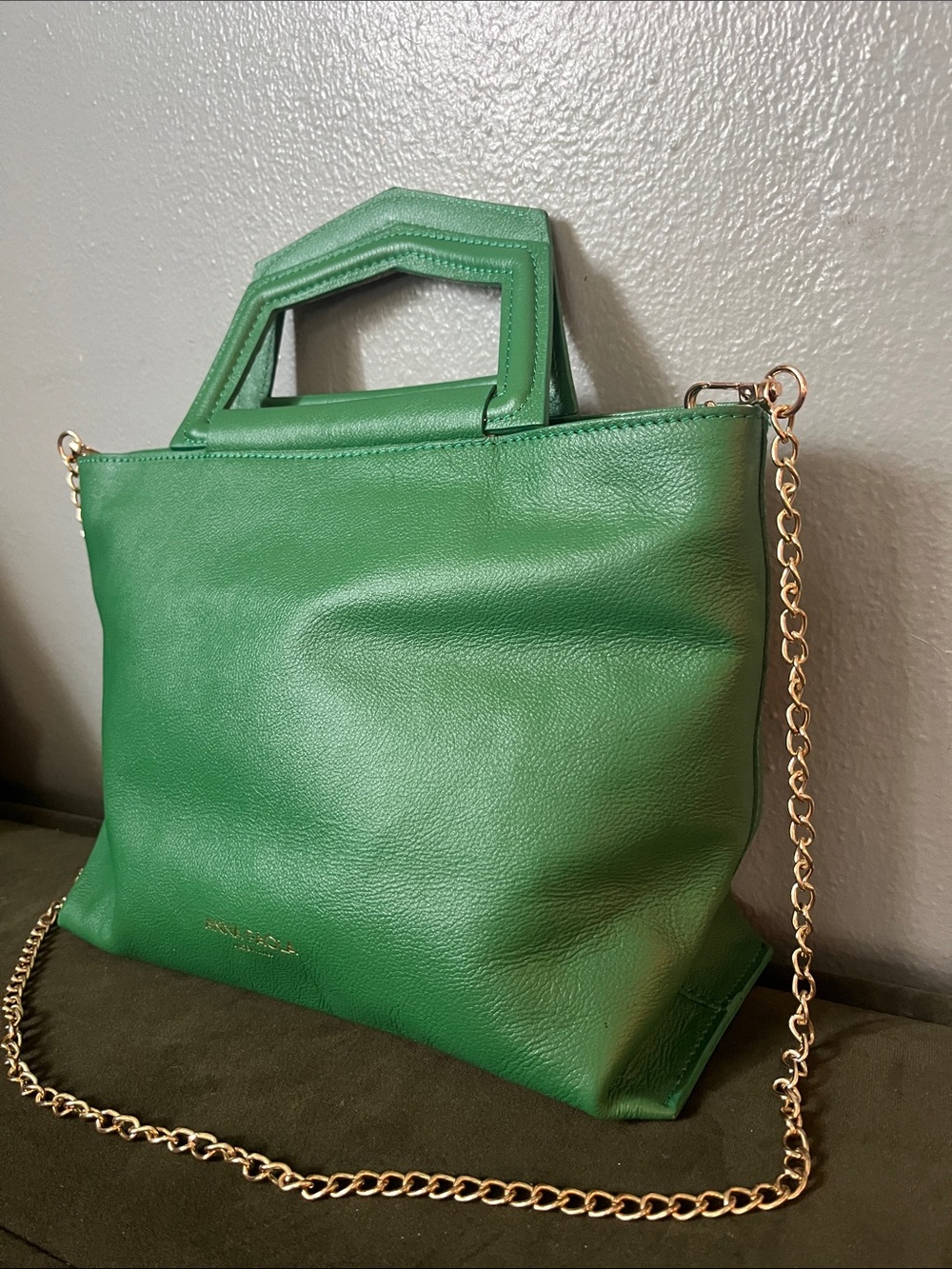 Anna Paola Green Leather hand bag made in Italy - Picture 2 of 12